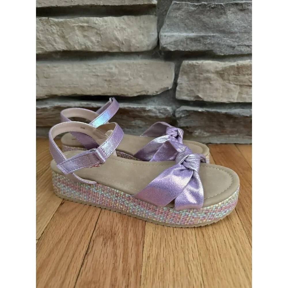 Girls Jellypop Purple‎ Holographic Ella Platform Sandals Sz 5